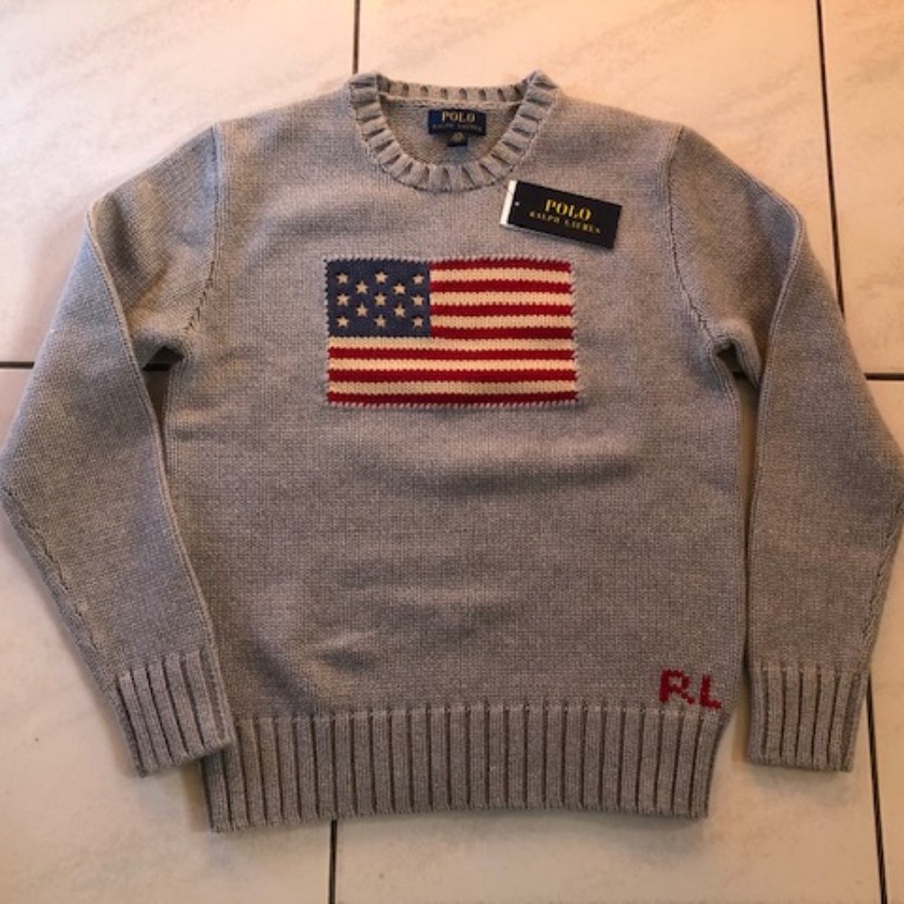 Polo Ralph Lauren Crewneck American Flag Cotton Sweater. Size: Medium womens.